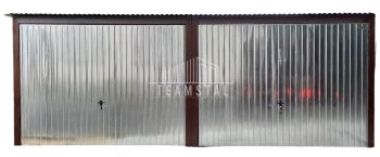 GARAŻ BLASZANY 6m x 6m pion - spad tył Brama uchylna - Ocynk TS228 6x6