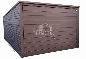 GARAŻ BLASZANY 3m x 6m poziom - spad tył - Brama uchylna TS269 3x6