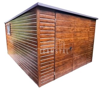 SCHOWEK - DOMEK OGRODOWY 3m x 4m spad tył - Brama + okno - drewnopodobny TS261 3x4