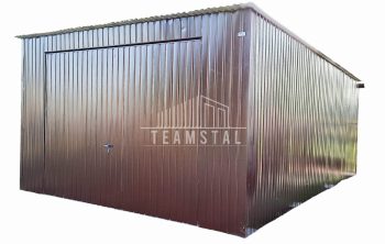 GARAŻ BLASZANY 4m x 6m - spad tył - Brama uchylna TS271  4x6