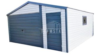 GARAŻ BLASZANY 5m x 6m poziom - Brama  + drzwi + okno - antracyt + biały TS317 5x6