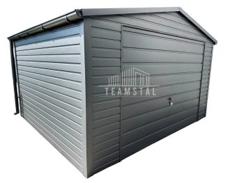 GARAŻ BLASZANY 4m x 5m - Brama uchylna + rynny - Antracyt  4x5 TS494