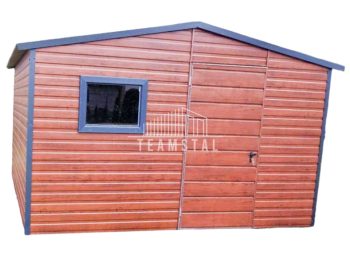 SCHOWEK - DOMEK OGRODOWY 5m x 3m DWUSPAD - drzwi - okno - drewnopodobny jasny orzech TS518 5x3