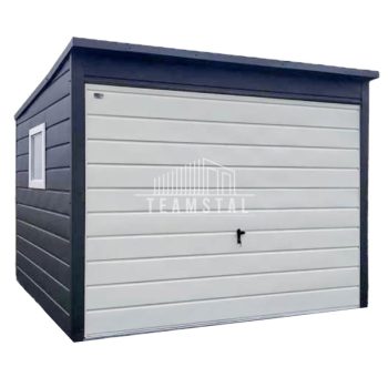 SCHOWEK - DOMEK OGRODOWY 3m x 3m - spad w tył -  antracyt Brama + okno + Rynny  TS519 3x3