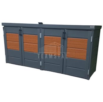 Zabudowa koszy na śmieci wiata śmietnikowa obudowa kubłów 235x65x110 cm 4x120L antracyt + jasny orzech TS601