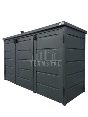 Zabudowa koszy na śmieci wiata śmietnikowa obudowa kubłów 207x80x120 cm 3x240L antracyt TS603