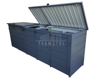 Zabudowa koszy na śmieci wiata śmietnikowa obudowa kubłów 345x80x120 cm 5x240L antracyt TS607