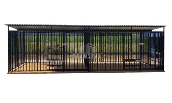 Kojec dla Psów 6x2m - drewniana Podłoga - uchwyt na miski TS675