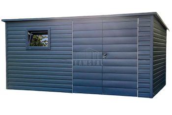 Schowek - Domek Ogrodowy 4,5x2,5m - Brama Dwuskrzydłowa - Okno - Antracyt - Dach spad w tył TS701