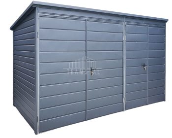 Schowek - Domek Ogrodowy 3,5x2m 2x Brama Dwuskrzydłowa -Antracyt - Dach Spad w tył  TS717