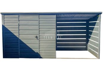 Schowek - Domek Ogrodowy - 2,5x1,5m + Wiata 2,2m - Drzwi - Antracyt - Dach spad w tył  TS730