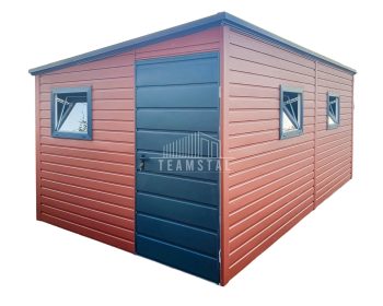 Schowek - Domek Ogrodowy 2,5x4m - Drzwi - 3x Okno - Jasny Brąz - Antracyt - Dach spad w bok TS732