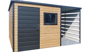 Schowek - domek ogrodowy 2x2 m + wiata - drzwi - okno - winchester - dach spad w tył TS757