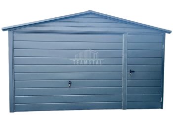Garaż blaszany 4x6m - Brama uchylna - drzwi - antracyt - dach dwuspadowy TS765