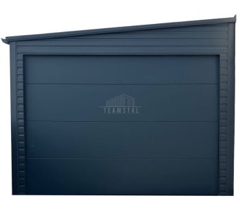 Garaż Blaszany 4x6m - Brama Segmentowa - Antracyt - Dach spad w bok  TS855