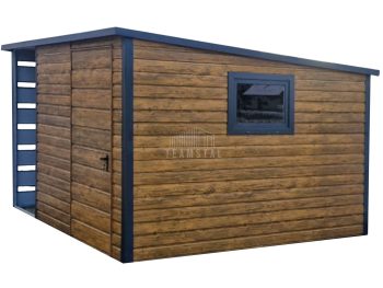 Schowek - domek ogrodowy 2,5x3m - drzwi - okno - jasny orzech - drewnopodobny - dach spad w tył TS928