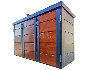 Zabudowa koszy na śmieci wiata śmietnikowa obudowa kubłów 207x80x120 cm 3x240L Antracyt - Jasny Orzech TS954