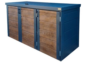 Zabudowa koszy na śmieci wiata śmietnikowa obudowa kubłów 207x80x120 cm 3x240L antracyt + jasny orzech TS955