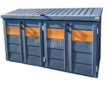 Zabudowa koszy na śmieci wiata śmietnikowa obudowa kubłów 235x65x110 cm 4x120L antracyt + jasny orzech TS958