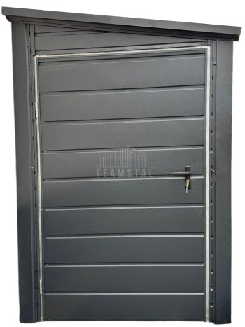 Schowek - domek ogrodowy 1,4x4m - 2x Drzwi - antarcyt - dach spad w bok TS960