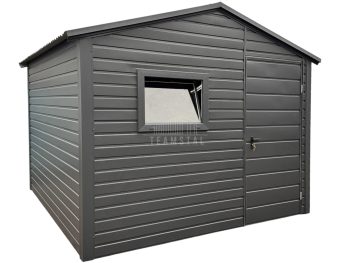 Schowek - domek ogrodowy 3x3m - Drzwi - okno - antracyt - dach dwuspadowy TS967
