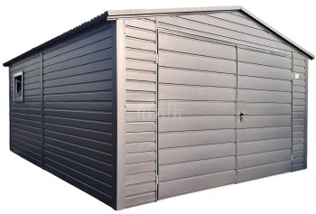 Schowek - domek ogrodowy 4x6m - Brama dwuskrzydłowa - okno - angtracyt - dach dwuspadowy TS971