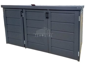 Zabudowa koszy na śmieci wiata śmietnikowa obudowa kubłów 207x80x120 cm 3x240L antracyt TS1015