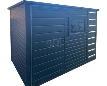 Schowek - Domek Ogrodowy 2x1,5m + wiata 0,5m -  Drzwi  - okno - antracyt - dach spad w tył TS1044