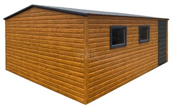 Schowek - Domek Ogrodowy 5x6m - drzwi - 2x okno - jasny orzech - dach spad w tył TS1047