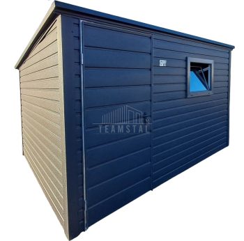 Schowek - domek ogrodowy 3,5x2,5m - Drzwi - okno - antyracyt - dach spad w tył TS1052
