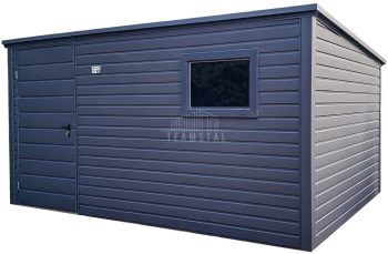 Schowek - domek ogrodowy 3,5x2,5m - Drzwi - okno - antyracyt - dach spad w tył TS1053