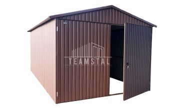 GARAŻ BLASZANY 3m x 5m dwuspad pion - kwaterki - brąz TS212 3x5