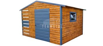 SCHOWEK - DOMEK OGRODOWY 3m x 3m + Wiata 1m. DWUSPAD - drzwi - drewnopodobny TS325 3x3