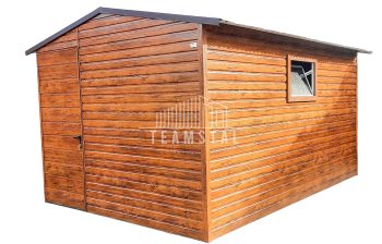 SCHOWEK - DOMEK OGRODOWY 3m x 4m dwuspad - drzwi + okno - drewnopodobny TS279 3x4