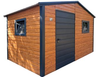 Schowek - domek ogrodowy 3x2m - drzwi - 2x okno  - jasny orzech - drewnopodobny - dach dwuspadowy TS1081