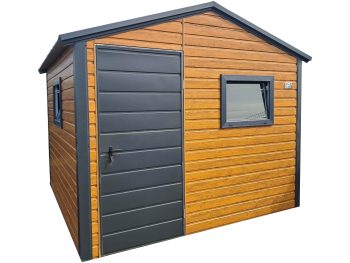 Schowek - domek ogrodowy 3x2,5m - drzwi - 2x okno - jasny orzech - drewnopodobny - dach dwuspadowy TS1075