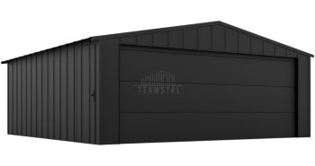 Garaż blaszany 6x5m - brama segmentowa - drzwi - blacha na rąbek - dach dwuspadowy TS1089