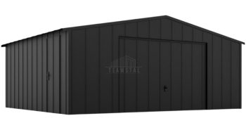 Garaż blaszany 6x6 - brama uchylna - drzwi - blacha na rąbek - dach dwuspadowy TS1090