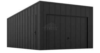 Garaż blaszany 3,5x5m - brama uchylna - drzwi - blacha na rąbek - dach spad w tył TS1082