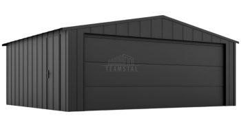 Garaż blaszany 5x4 - brama segmentowa - drzwi - blacha na rąbek - dach dwuspadowy TS1086