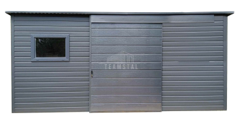 Schowek - domek ogrodowy 4x2m - drzwi przesuwne - okno -  antracyt - dach spad w tył TS1166