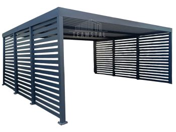 CarPort PREMIUM - wiata samochodowa 6x6 - antracyt - dodatkowa zabudowa TS1113