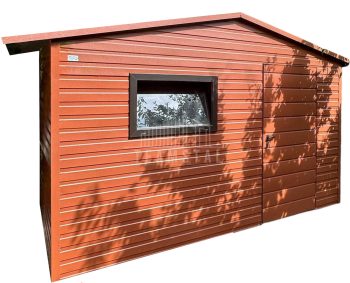 Schowek - domek ogrodowy 3,2x2 - drzwi - okno - jasny brąz - dach dwuspadowy - rynna TS1126