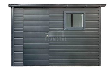 Schowek - domek ogrodowy 3,3x2m - drzwi - okno - czarny - dach dwuspadowy - rynny TS1127