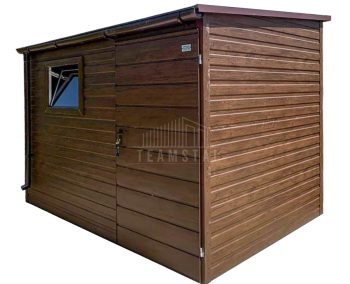 Schowek - domek ogrodowy 3x2m - drzwi - okno - ciemny orzech - dach spad w przód - rynna TS1129