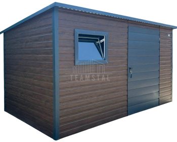 Schowek - domek ogrodowy 3x2m - drzwi - okno - ciemny orzech - drewnopodobny - dach spad w tył TS1130