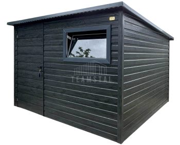 Schowek - domek ogrodowy 3x2m - drzwi - okno - sosna norweska - drewnopodobny - dach spad w tył - rynna TS1131