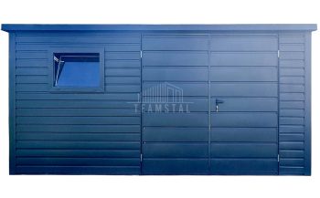 Schowek - domek ogrodowy 4,5x2m - brama dwuskrzydłowa - okno - antracyt - dach spad w tył TS1156