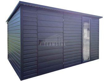 Schowek - Domek 3,5x2m - drzwi - okno - antracyt - rynna - dach spad w tył TS1140