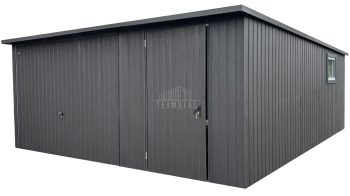Garaż blaszany 5x6m - brama uchylna - drzwi - okno - antracyt - dach spad w tył TS1144